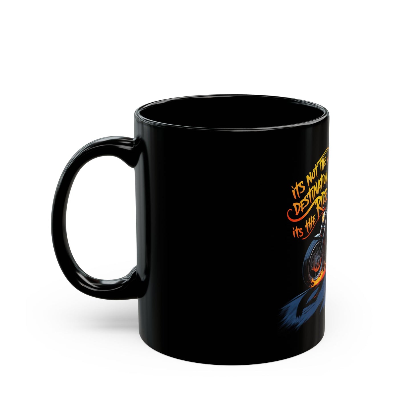 Motorcycle Inspired Lifestyle - Skull Rider Coffee Mug - "It's Not the Destination, It's the Ride" - Biker Enthusiasts.
