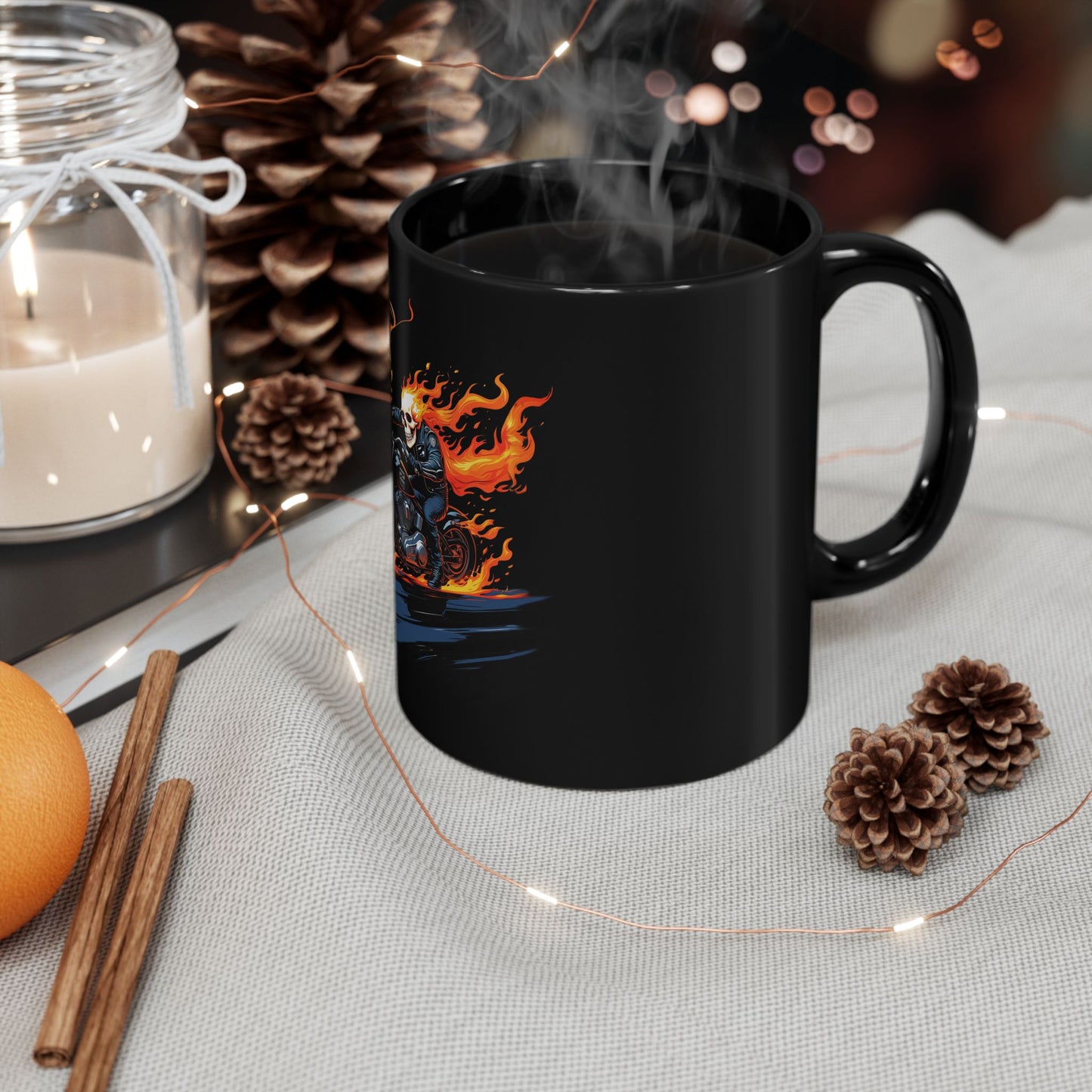 Motorcycle Inspired Lifestyle - Skull Rider Coffee Mug - "It's Not the Destination, It's the Ride" - Biker Enthusiasts.