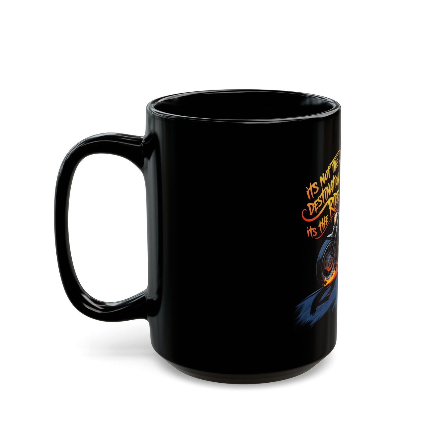 Motorcycle Inspired Lifestyle - Skull Rider Coffee Mug - "It's Not the Destination, It's the Ride" - Biker Enthusiasts.