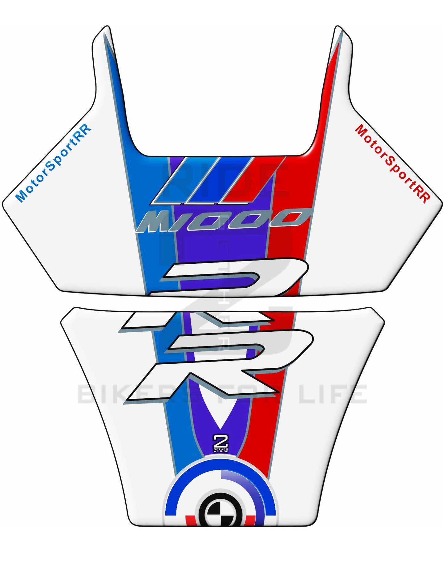 Motor Bike Tank Pad BMW M 1000 RR White Motor Bike Tank Pad Protector. 2022 - 2023
