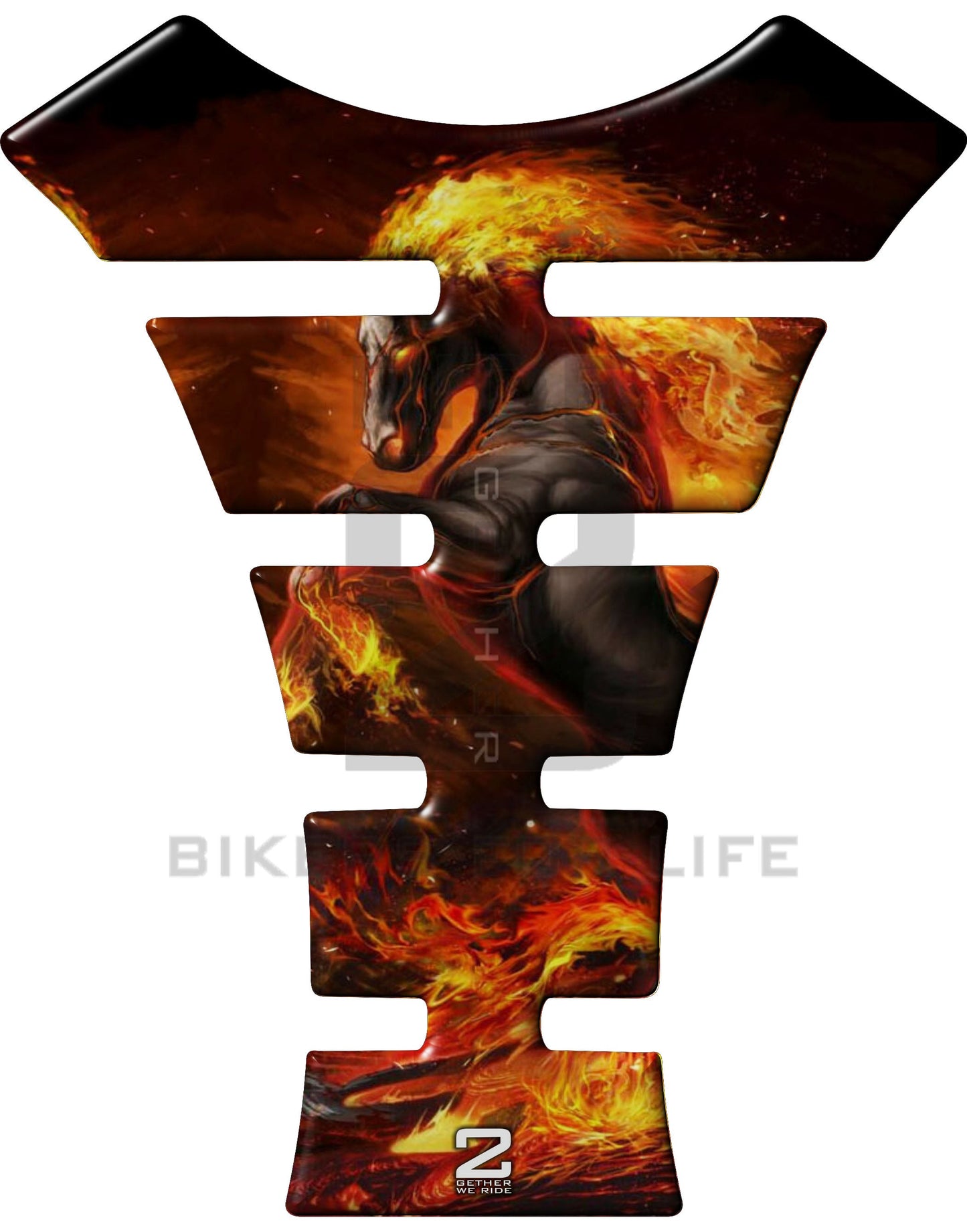 Motor Bike Tank Pad universal Fit Black Flaming Horse Flamed Wings Tank Pad. A Street Pad which fits most motorcycles.