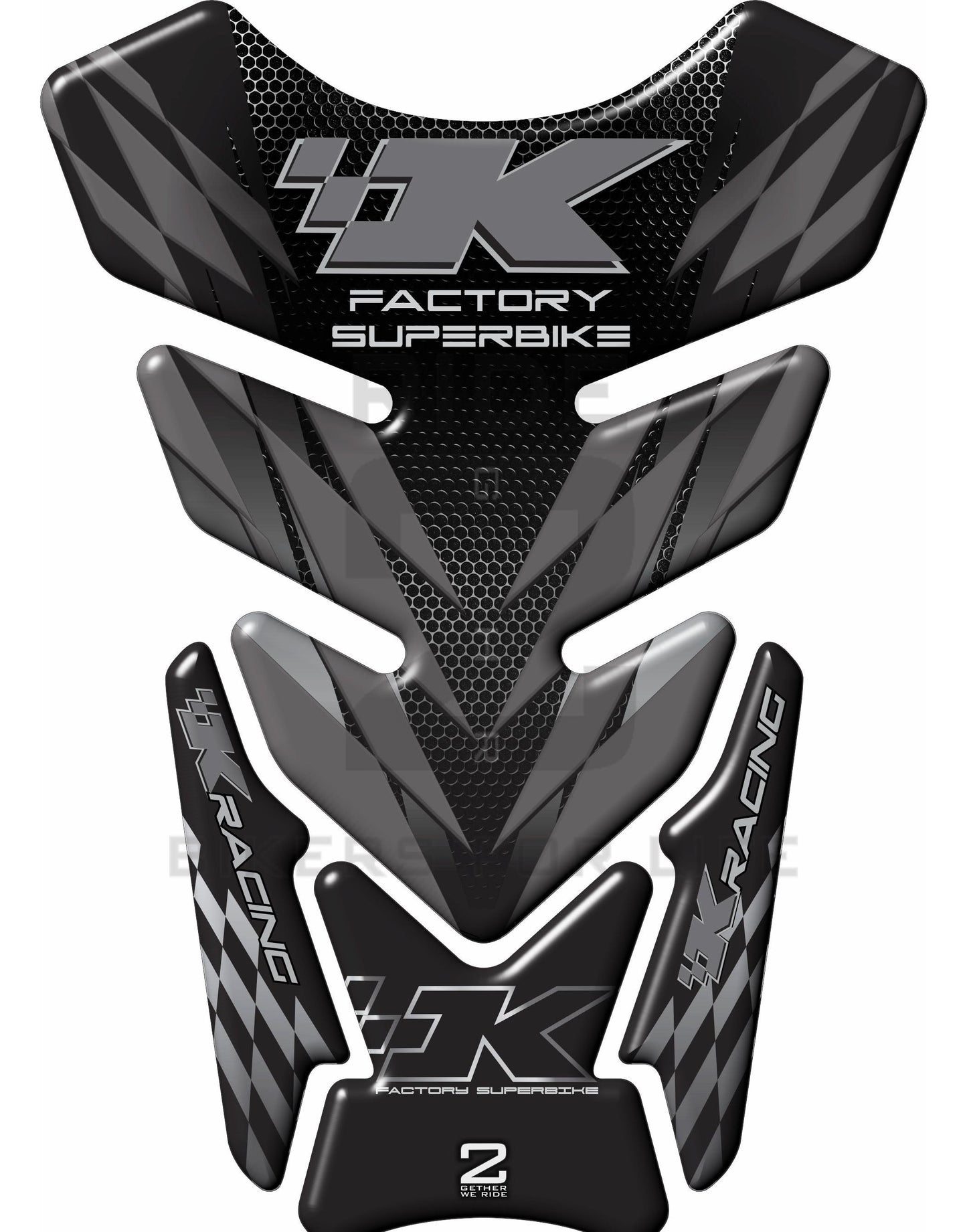 Kawasaki Factory Super Bike, Black and Silver Grey Tank Pad / Protector 2006 - 2022.