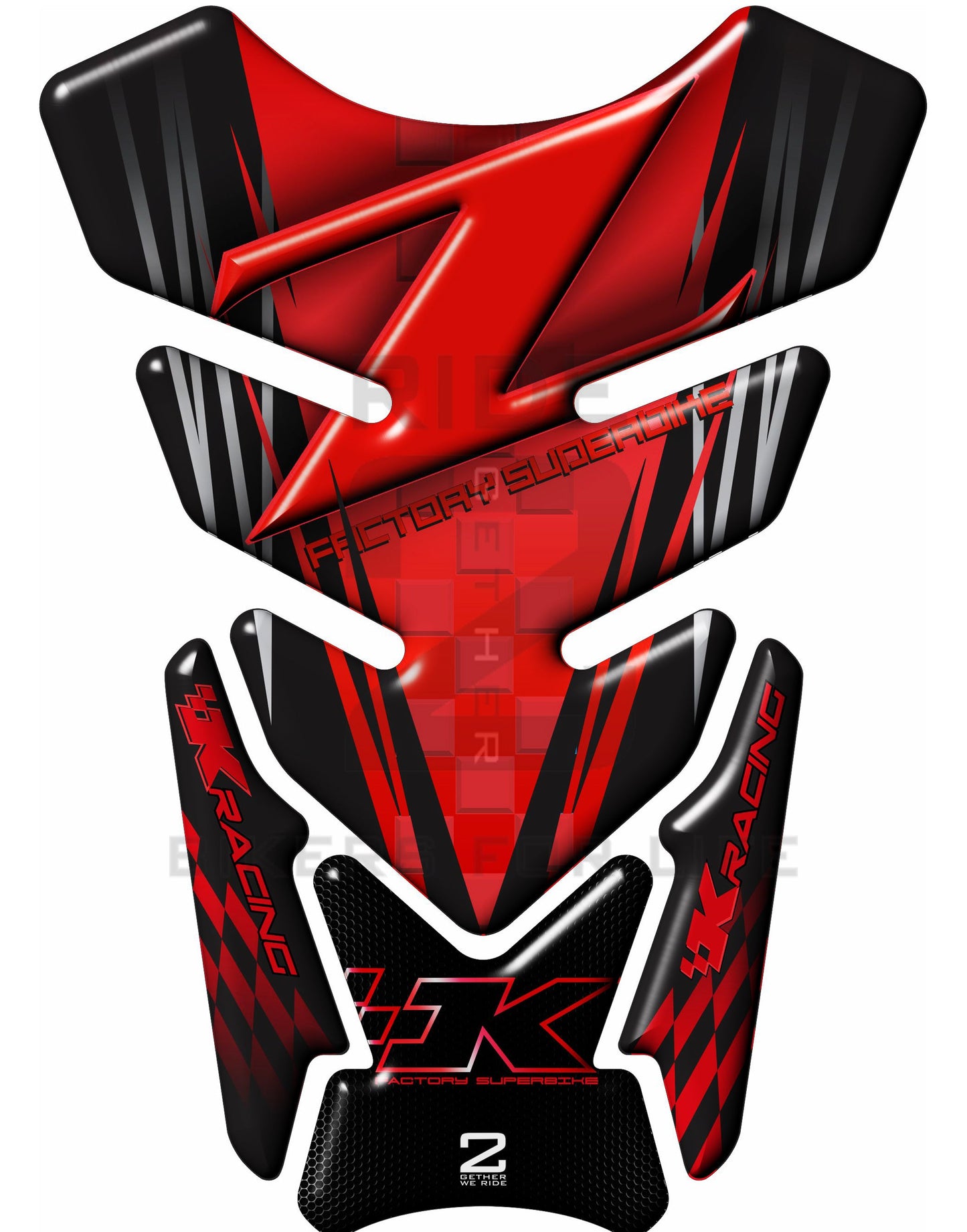 Kawasaki Z Series Red and Black Factory Superbike Motor Bike Tank Pad / Protector 2006 - 2022