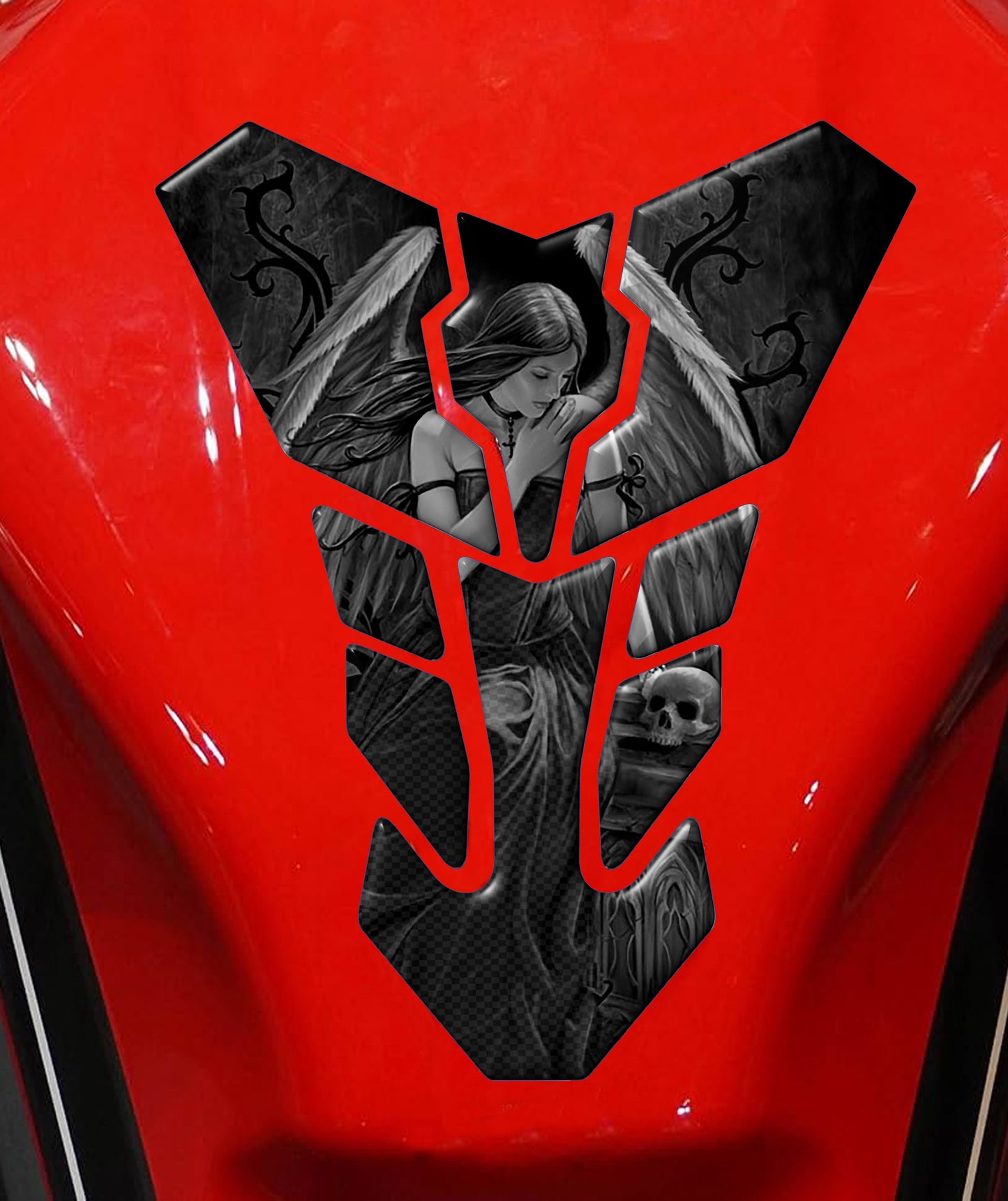 Protecteur de réservoir universel bleu angélique. Un Street Pad qui s'adapte à la plupart des motos.