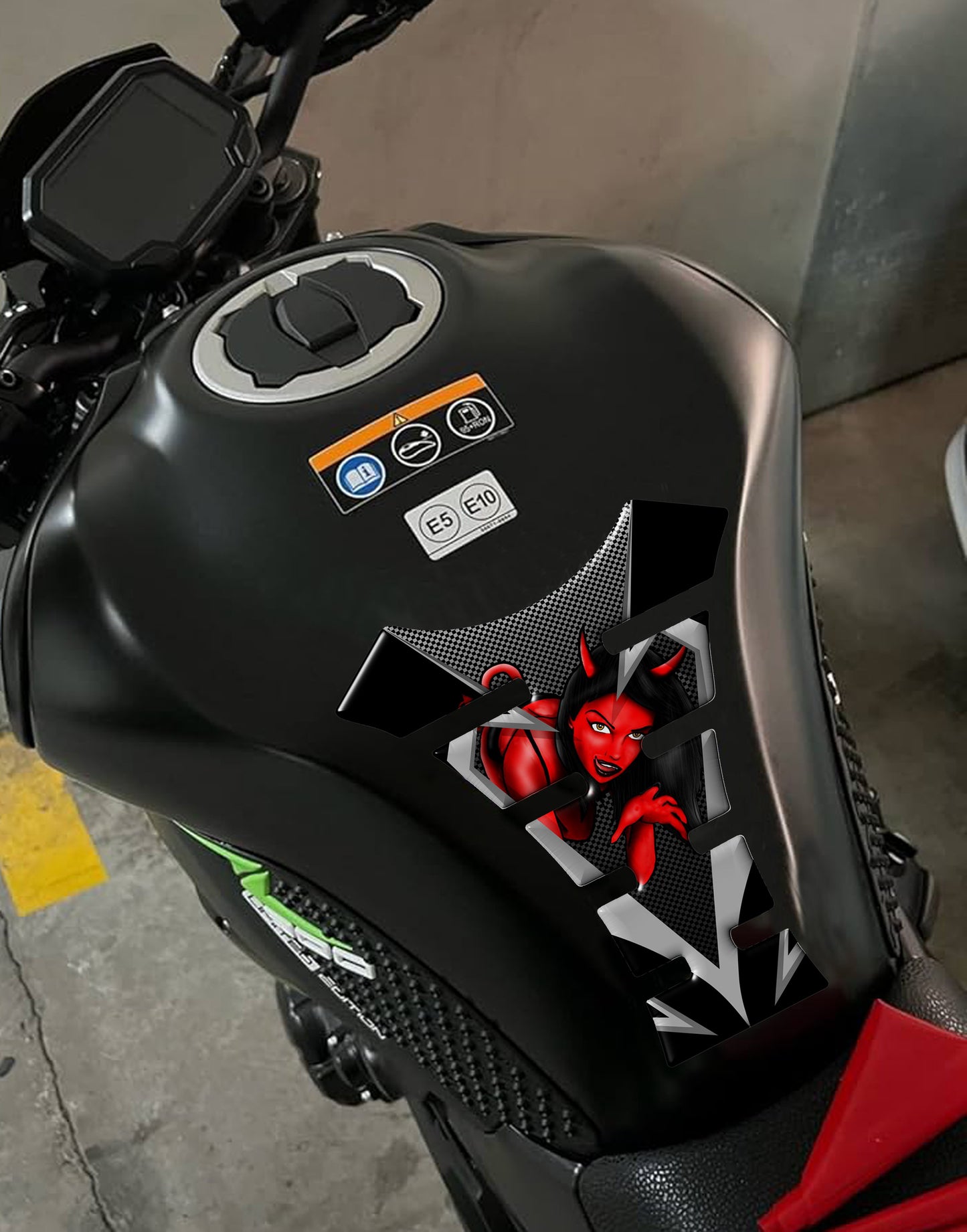 Motor Bike Tank Pad - Universal Fit Blue and Red She Devil Motor Bike Tank Pad Protector.