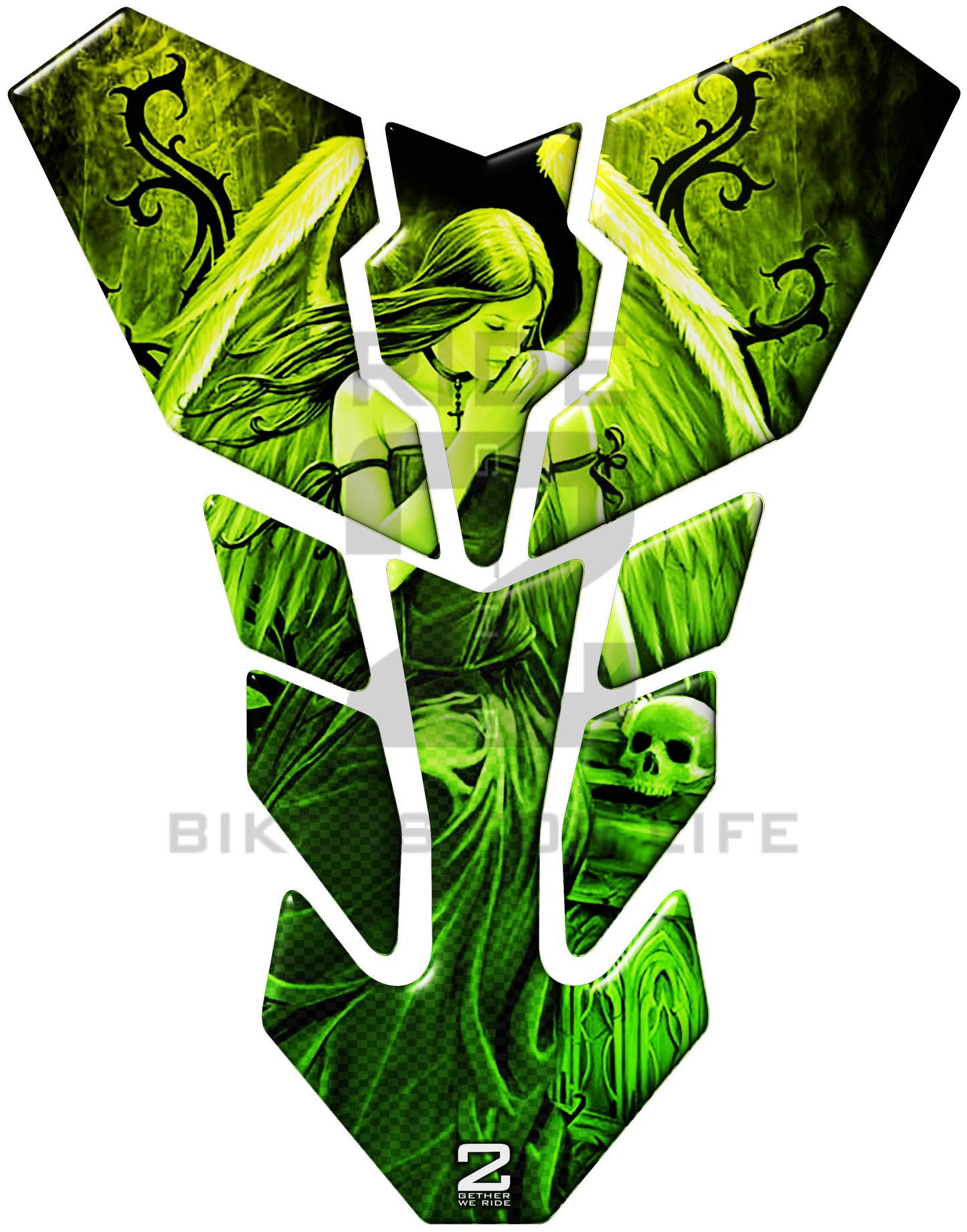Motor Bike Tank Pad - Universal Fit Green Angelic Motor Bike Tank Pad Protector. A Street Pad which fits most motorcycles.