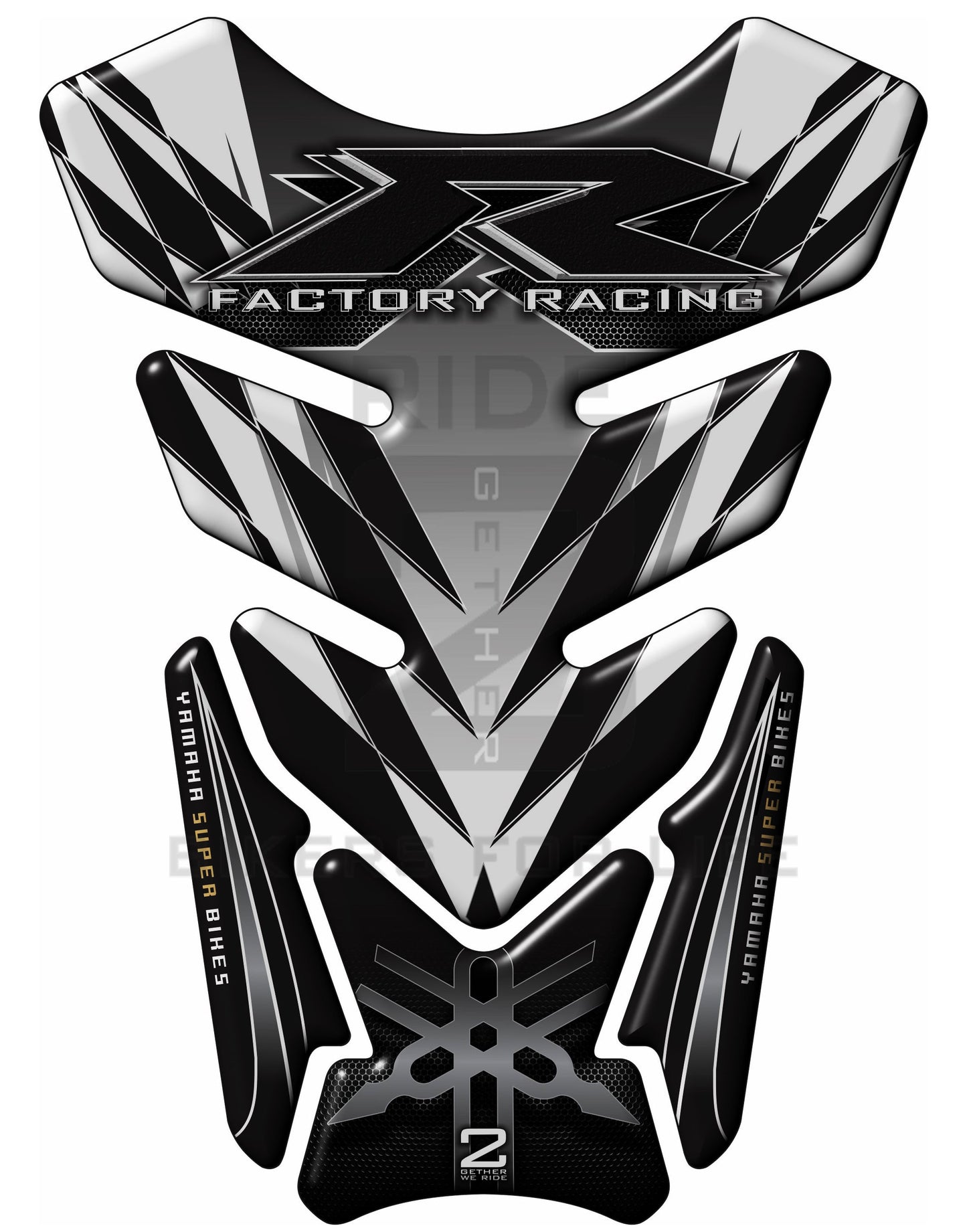 Yamaha White and Black Factory Racing R Series Motor Bike Tank Pad Protectors R1, R3, R6, R7, R15, R125 Tank Pad Protector