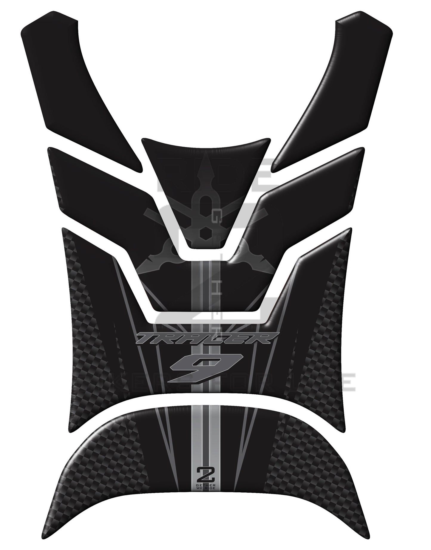 Yamaha Tracer 9 2021 -2023 MT Series. Black and Carbon Motor Bike Tank Pad Protectors. MT 09. 2021 -2023