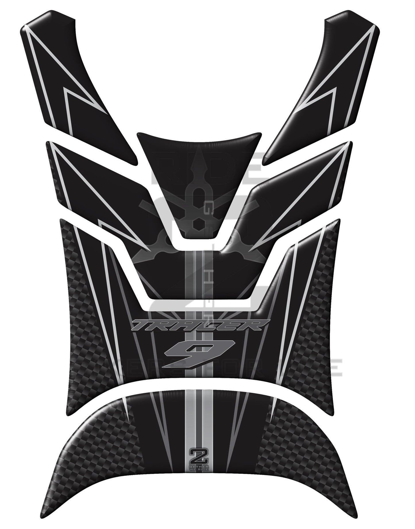Yamaha Tracer 9 2021 -2023 MT Series. Black and Silver Motor Bike Tank Pad Protectors. MT 09. 2021 -2023