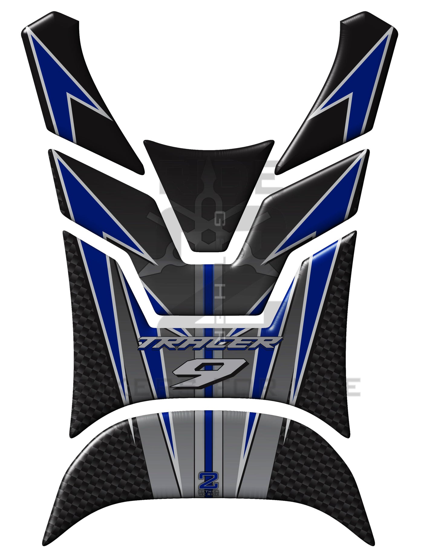 Yamaha Tracer 9 2021 -2023 MT Series. Black and Blue Motor Bike Tank Pad Protectors. MT 09. 2021 -2023