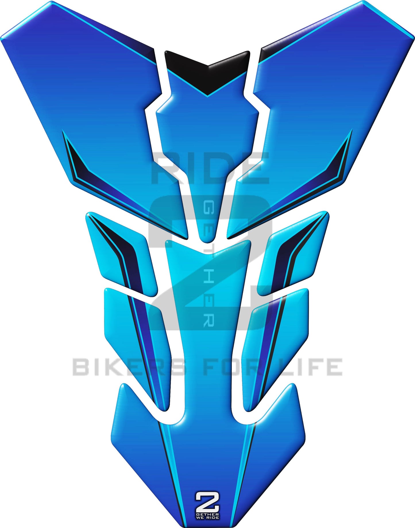 Universal Fit Blue Transformer Tank Pad Protector. A Street Pad which fits most motorcycles.
