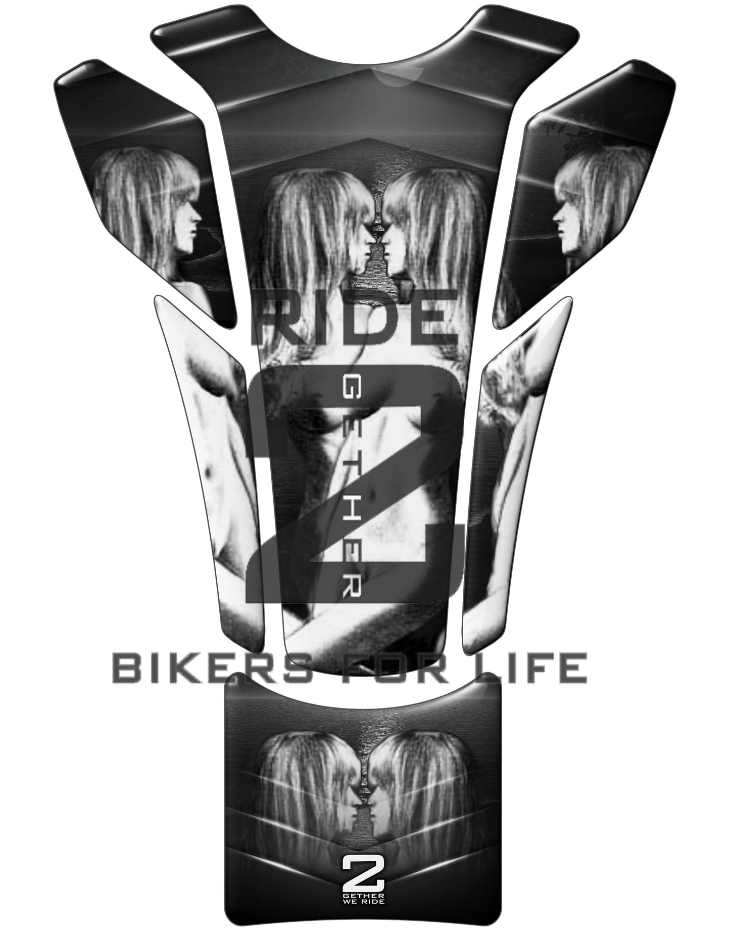 Universal Fit Black Kissing Twins Motor Bike Tank Pad. Tank Pad. A Street Pad which fits most motorcycles.
