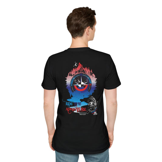 BMW Inspired Apparel. BMW Ride the adventure.  Unisex Softstyle Black T shirt.