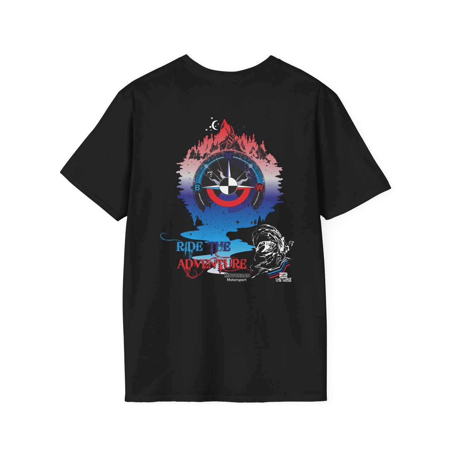 BMW Inspired Apparel. BMW Ride the adventure.  Unisex Softstyle Black T shirt.