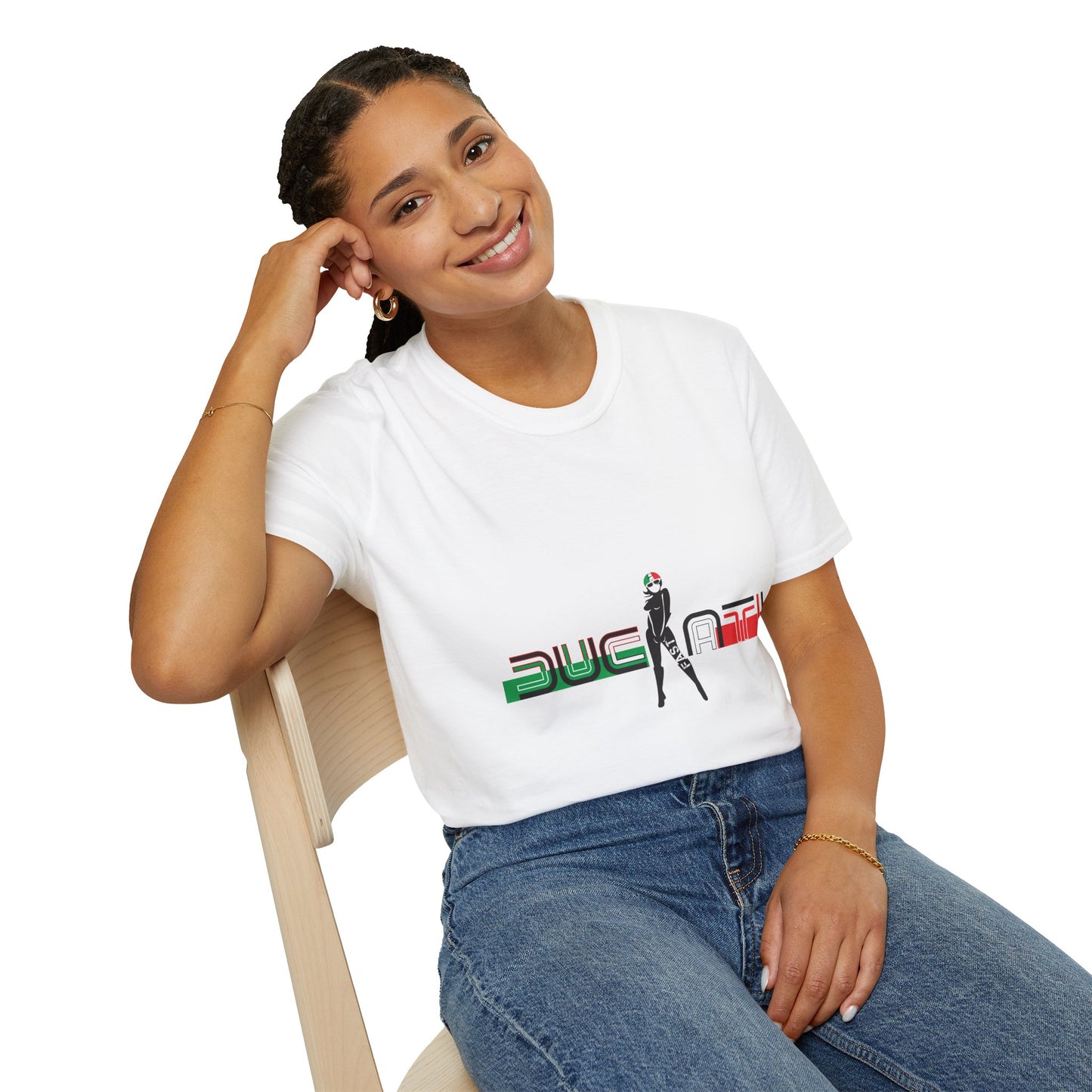 Ducati Inspired Apparel. Ducati Fast Racing White Designer Inspired T Shirt