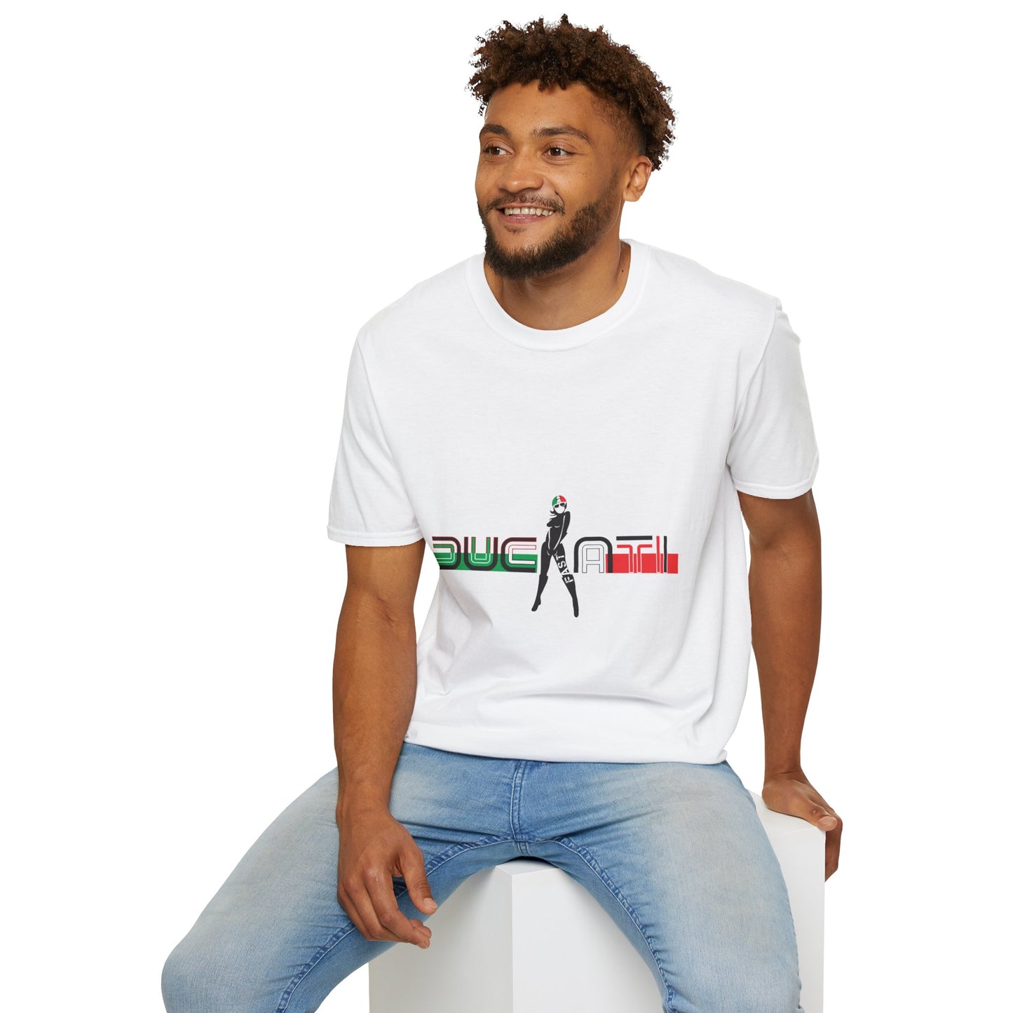 Ducati Inspired Apparel. Ducati Fast Racing White Designer Inspired T Shirt