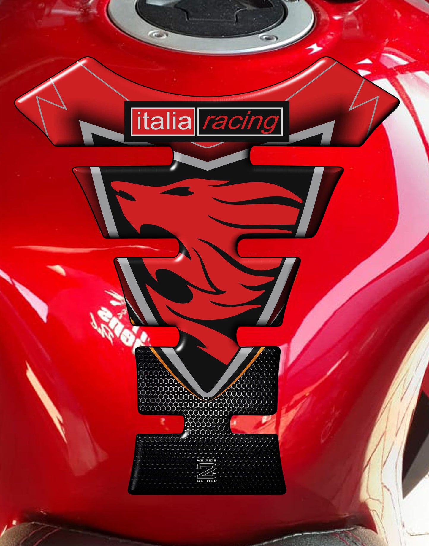 Aprilia Tank Pad - Red and Black Carbon Motor Bike  Tank Pad / Protector.