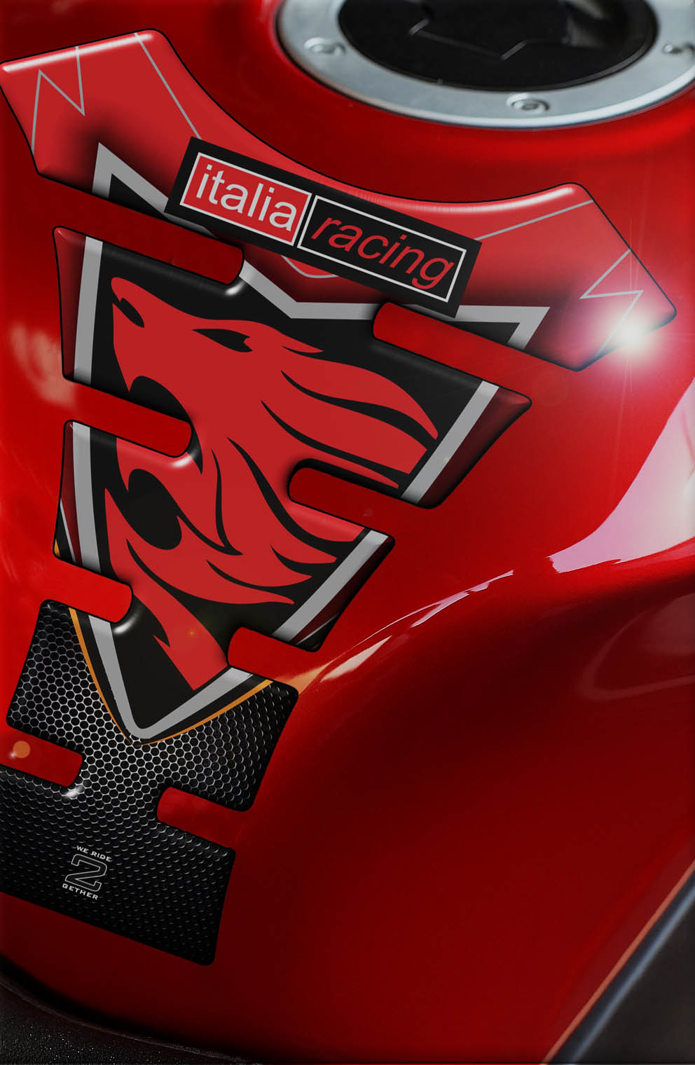 Aprilia Tank Pad - Red and Black Carbon Motor Bike  Tank Pad / Protector.