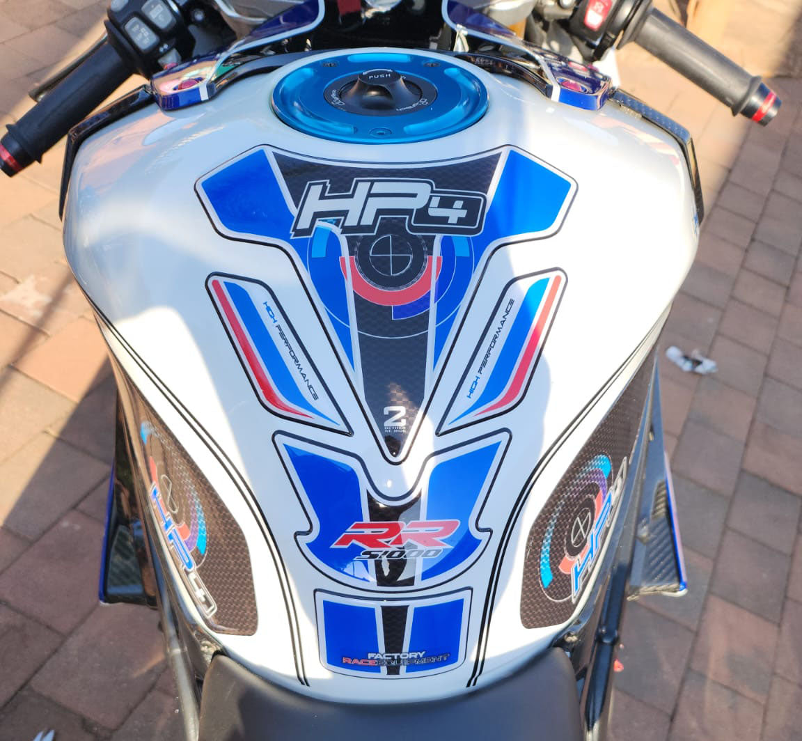 BMW S 1000 RR Black Carbon Fibre HP4 (High Performance) Motor Bike Tank Pad  Protector.  2013 - 2017