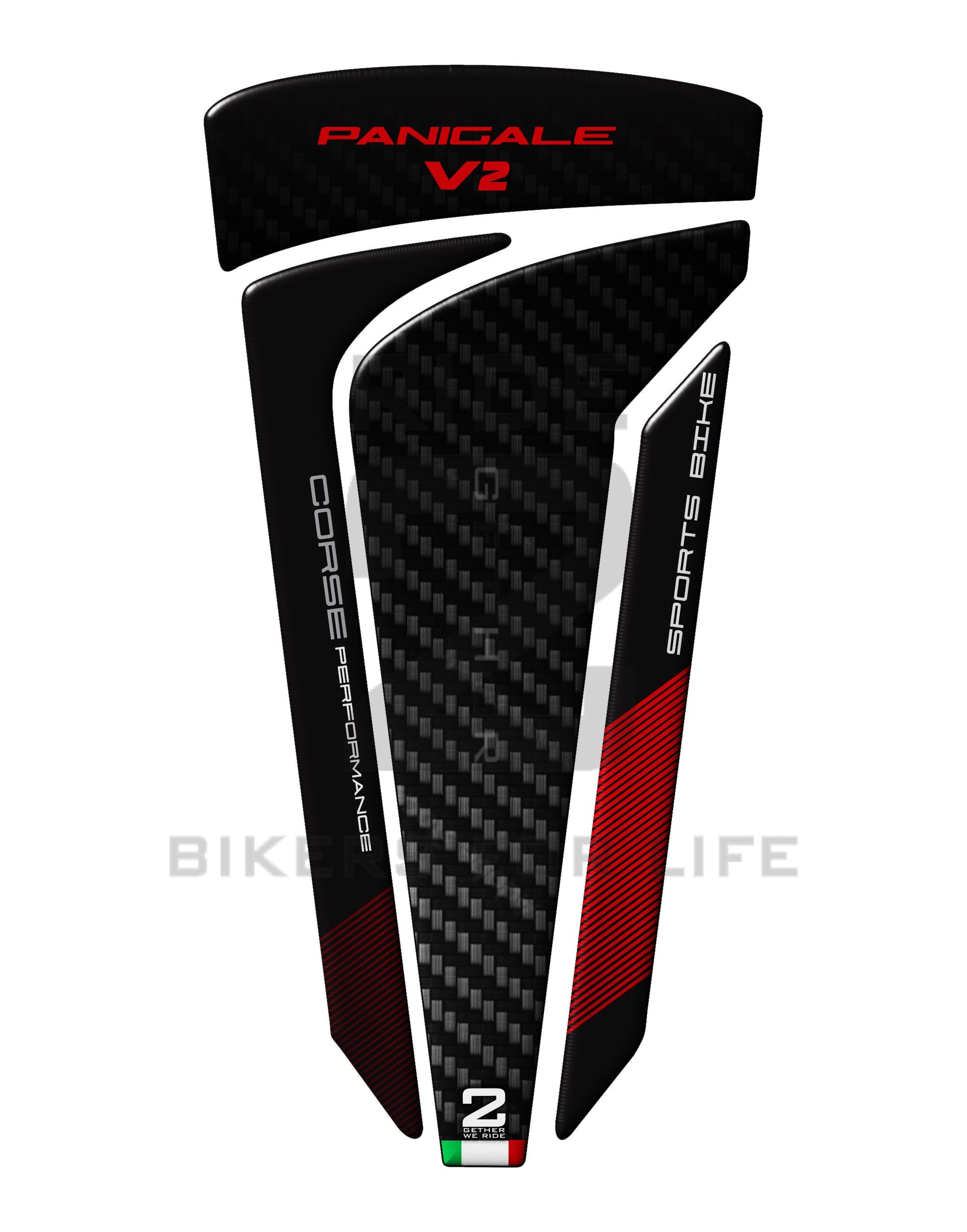 Ducati Panigale V2 Carbon Black and Red, standard Motor Bike Tank Pad Protector 2019 -2023