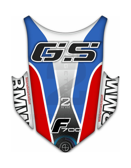 BMW F 700 GS Red, White & Blue Motor Bike Tank Pad / Protector