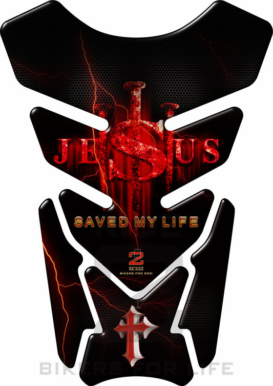 Religious Range. Jesus saved my life  Red Universal Fit. Christian tank pad.