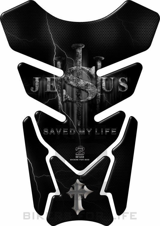 Religious Range. Jesus saved my life  silver Grey Universal Fit. Christian tank pad.