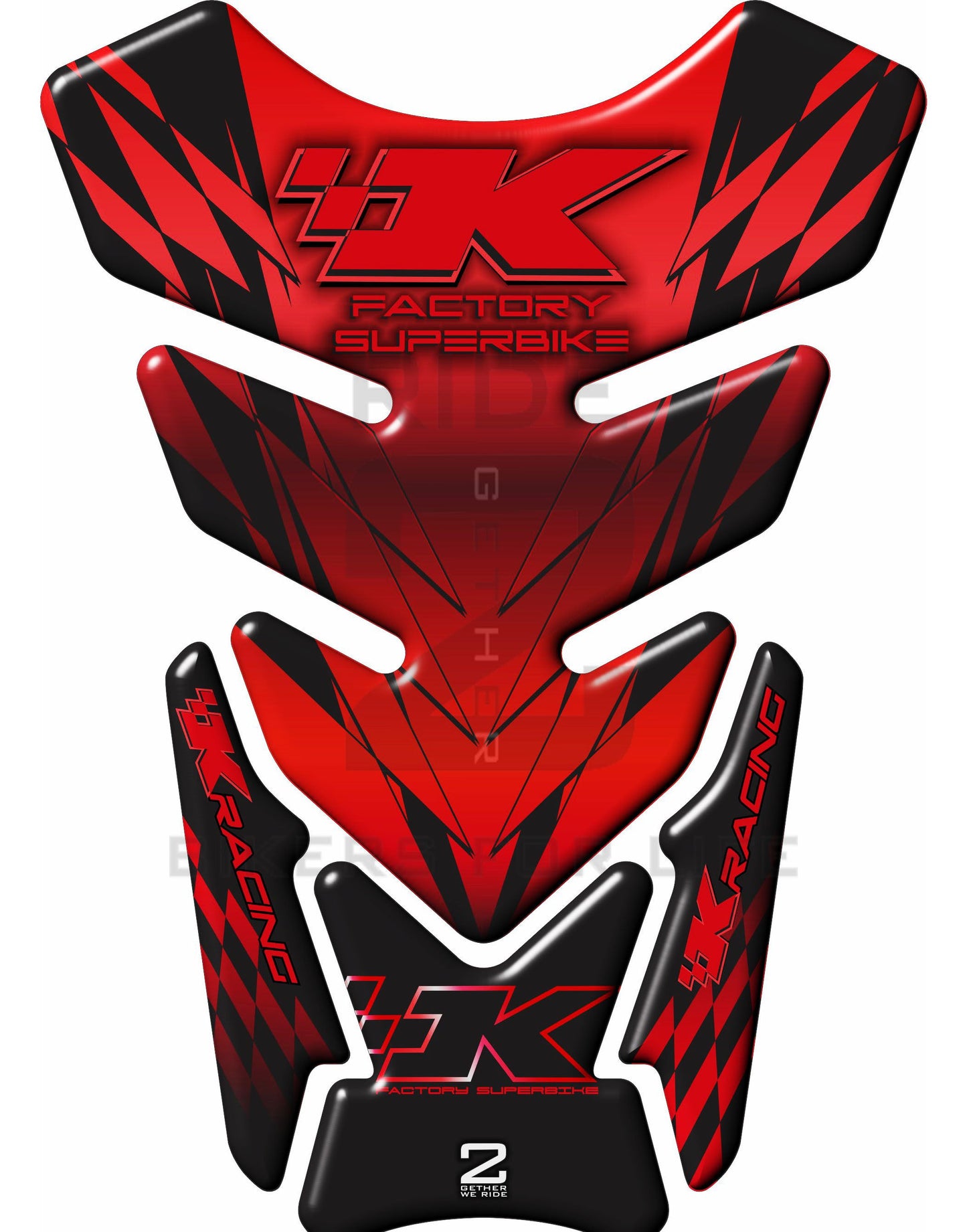 Kawasaki Factory Super Bike, Red and Black Tank Pad  Protector 2006 - 2022. K Racing