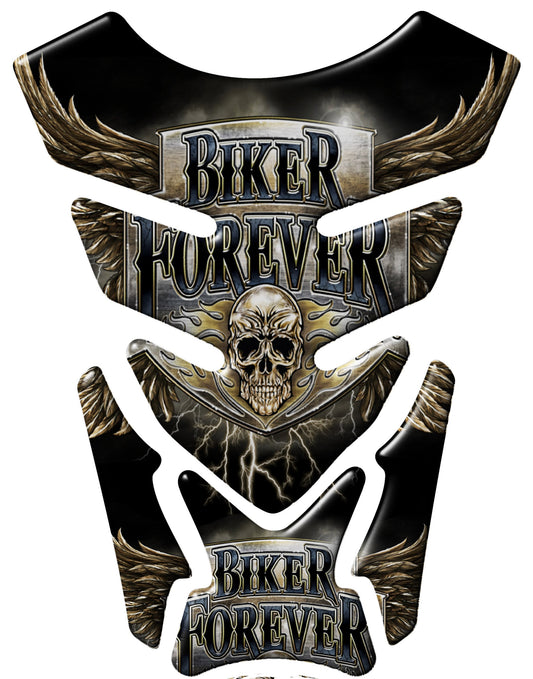 Motor Bike Tank Pad - Universal Fit Black Biker Forever Old School Street Tank Pad