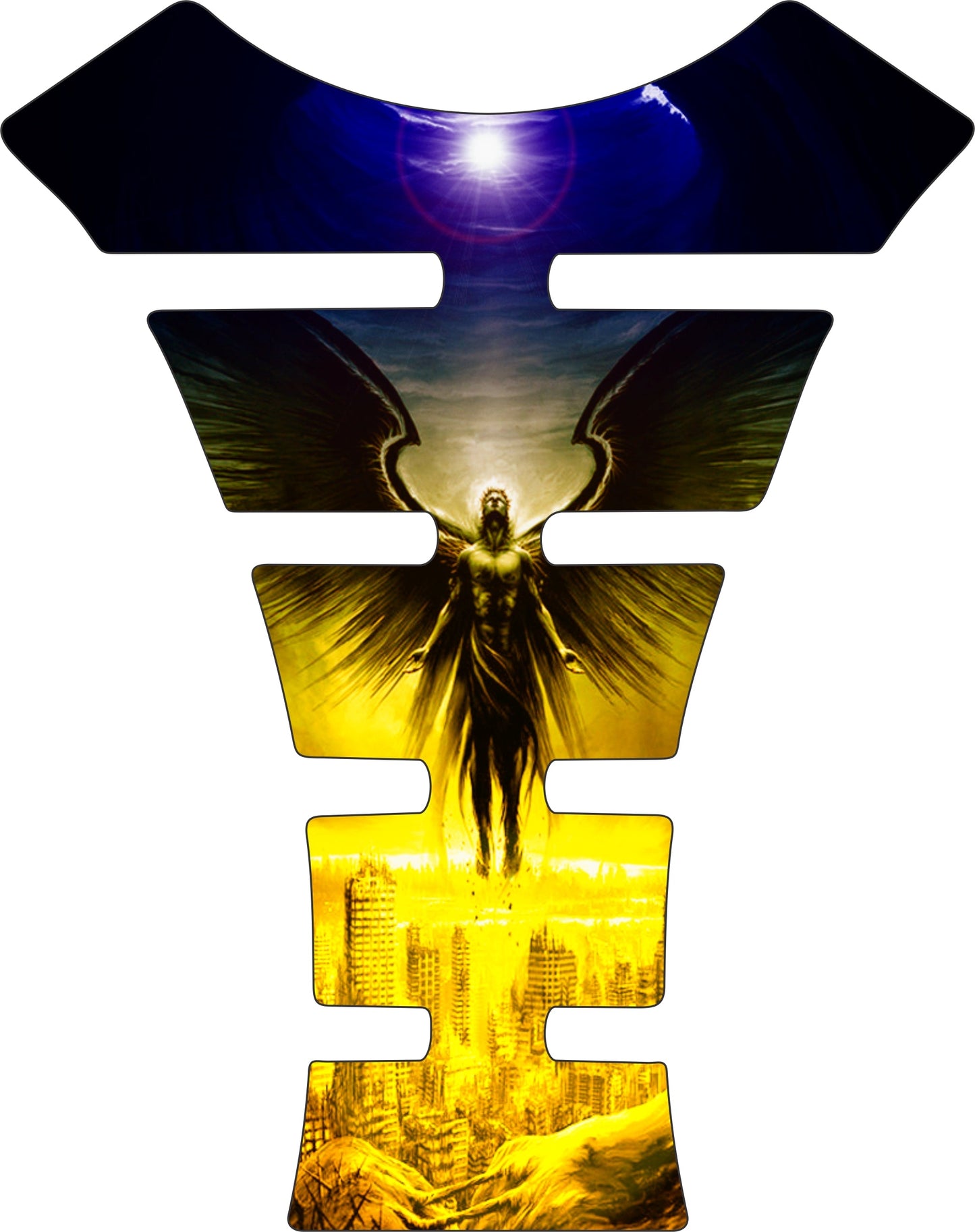 Motor Bike Tank Pad Religious - Universal Fit Yellow and Blue Rapture Tank Pad