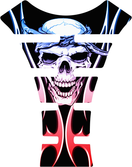 Protège-réservoir Reaper rouge et bleu, ajustement universel