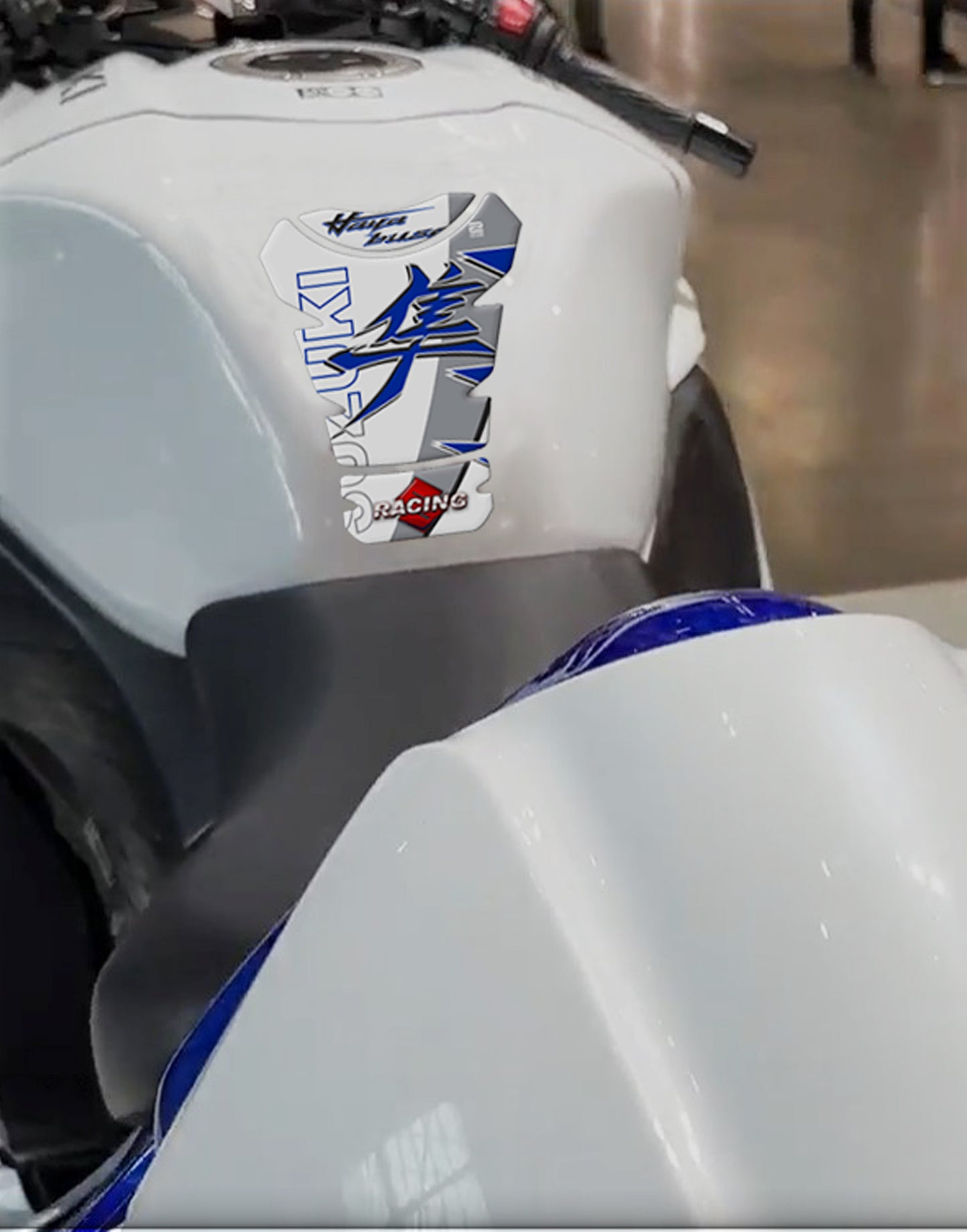 Suzuki Hayabusa Blue, Grey and White Tank Pad Protector - 2022 - 2025