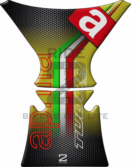 Aprilia  Tuono RS 660 Motor Bike Tank Pad. Yellow and Black Honey Comb Universal Fit  Bike Tank Pad / Protector