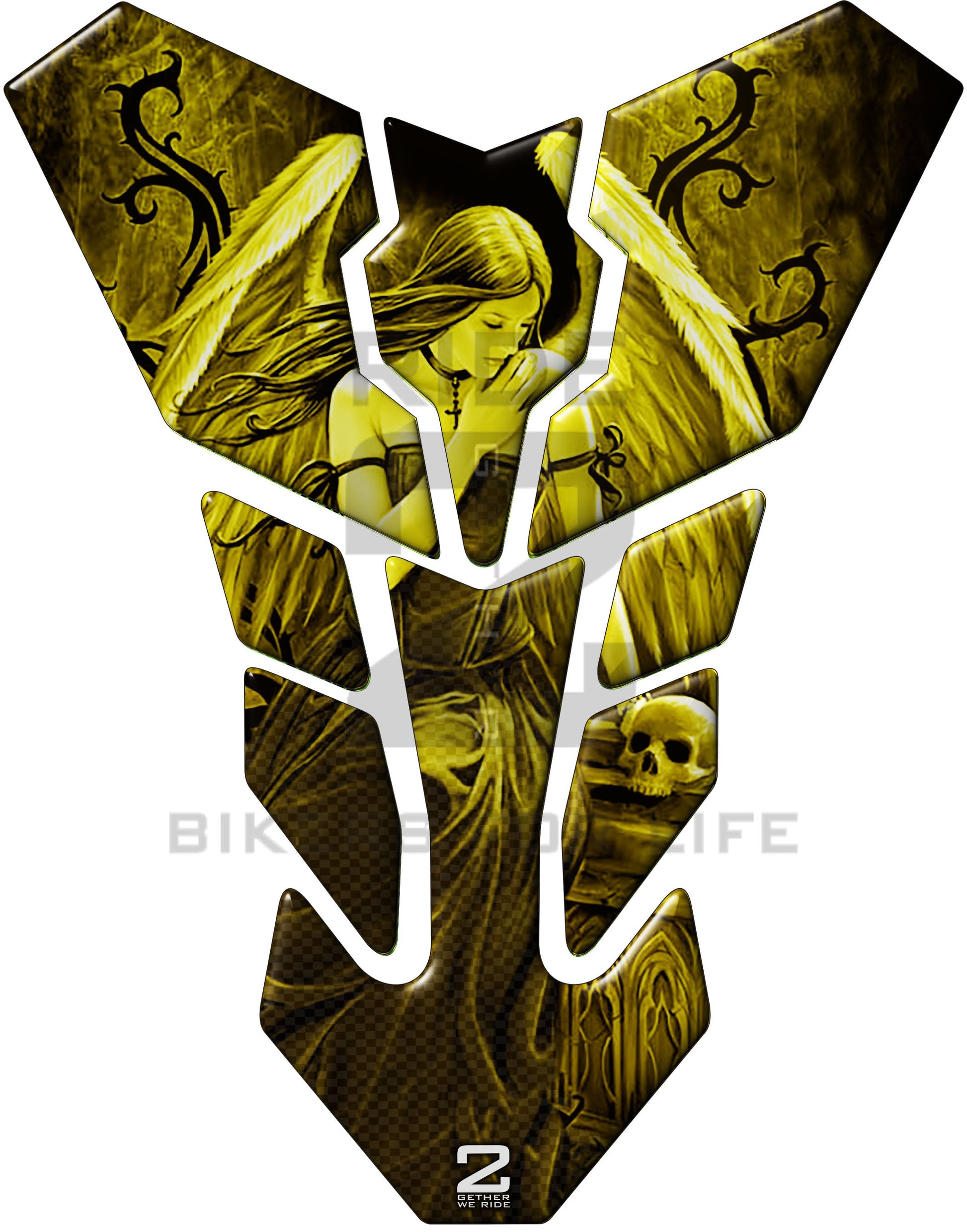 Universal Fit Yellow Angelic Motor Bike Tank Pad Protector. A Street Pad which fits most motorcycles.