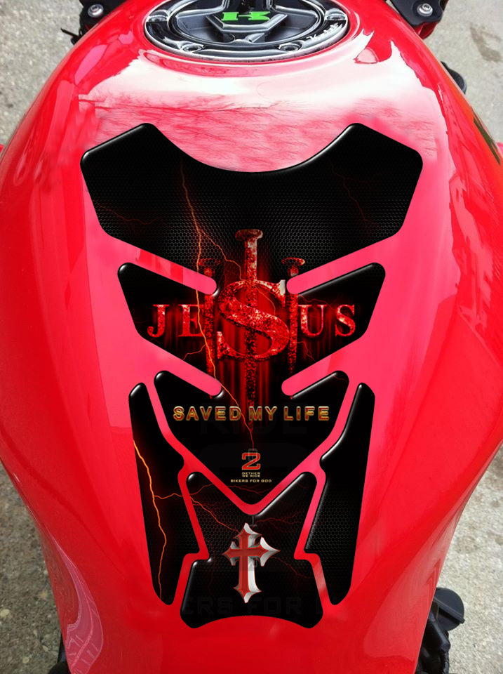Religious Range. Jesus saved my life  Red Universal Fit. Christian tank pad.