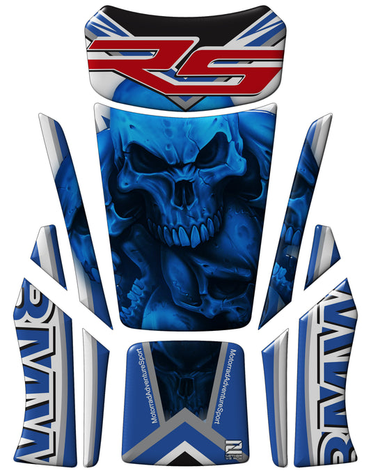 BMW R 1250 RS Blue 5 Skulls Motor Bike Tank Pad / Protector 2020 - 2023
