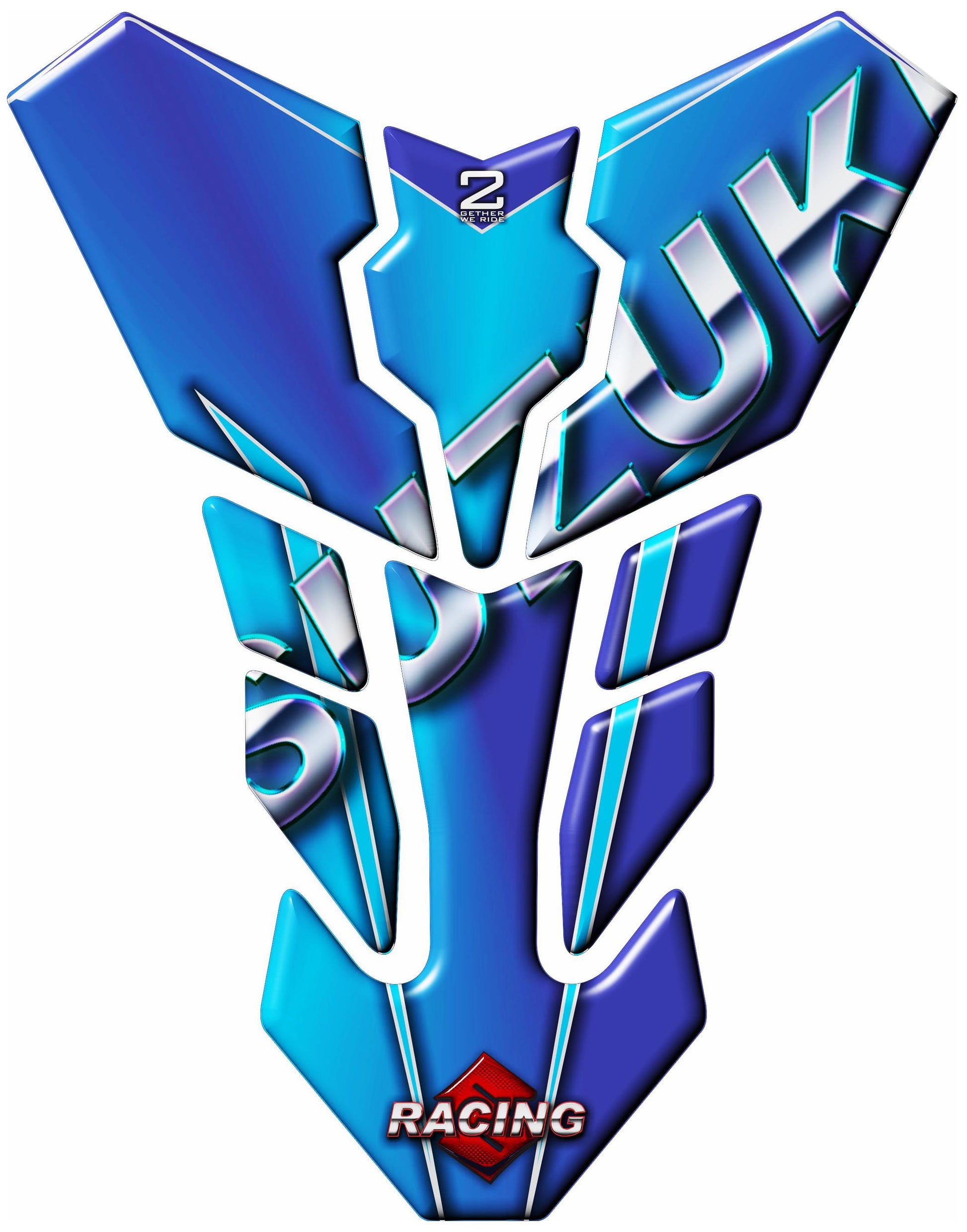 Suzuki Blue and Chrome Tank Pad Protector. Fits 1990 - 2023 models