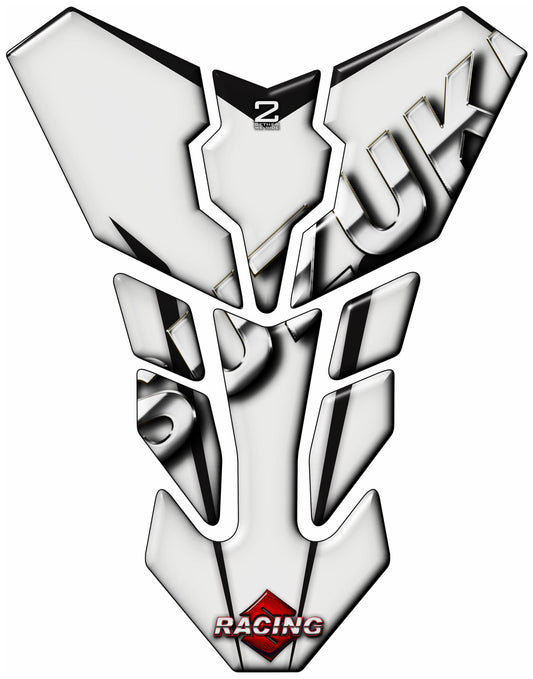 Suzuki White and Black Tank Pad Protector. Fits 1990 - 2023 models